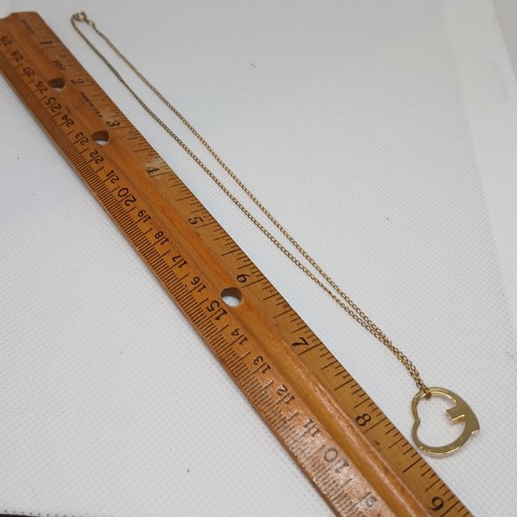 Vintage Gold Tone Open Heart Pendant Necklace with Faux Stone #13W - Picture 6 of 13